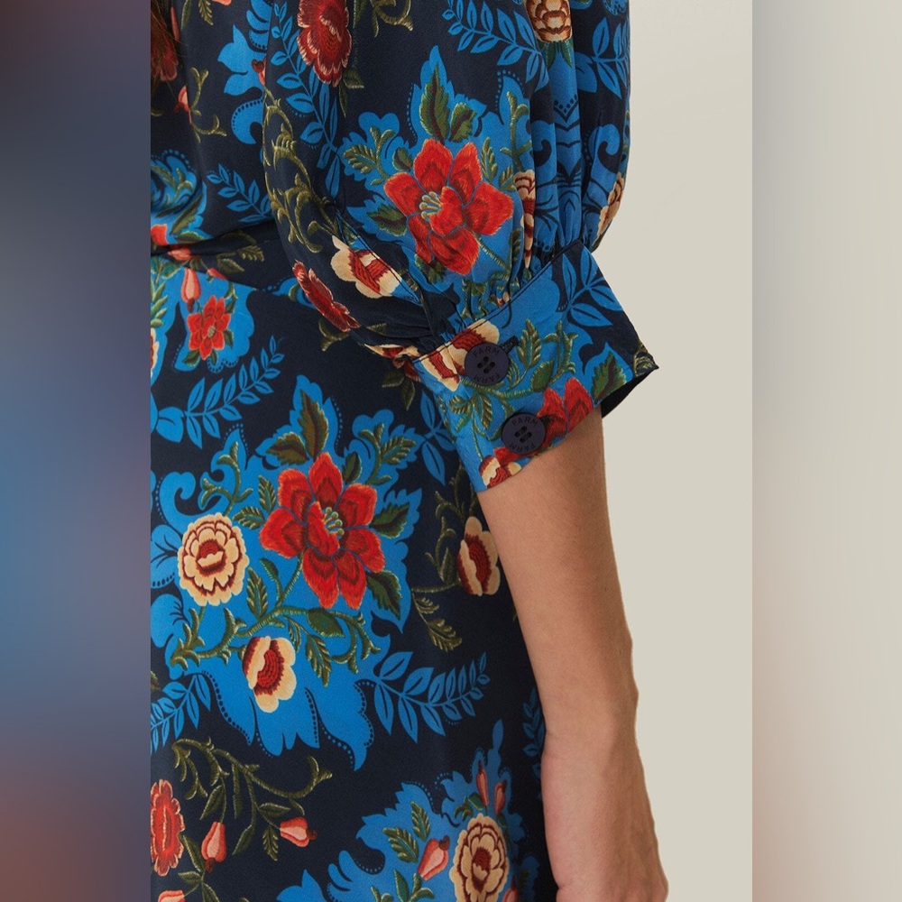 Farm Rio Blue Arabesque Floral Midi Dress - Picture 4 of 7